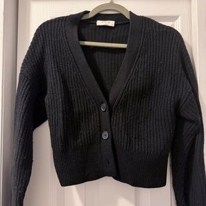 Aritzia Black Ribbed Cardigan